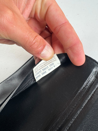 vintage Bottega Veneta Intrecciato Carte en cuir / Porte-carte d’identité Noir