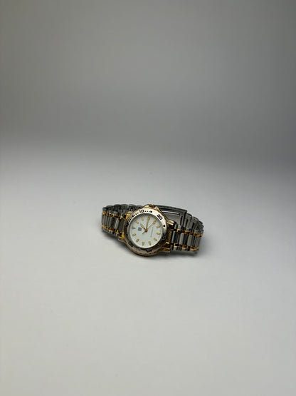 Vintage Givenchy Two-Tone Stainless Steel Bracelet Watch Silver Gold