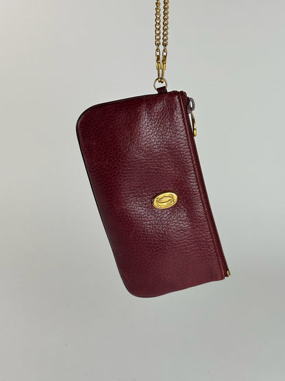 Vintage Cartier Leather Card Holder Burgundy