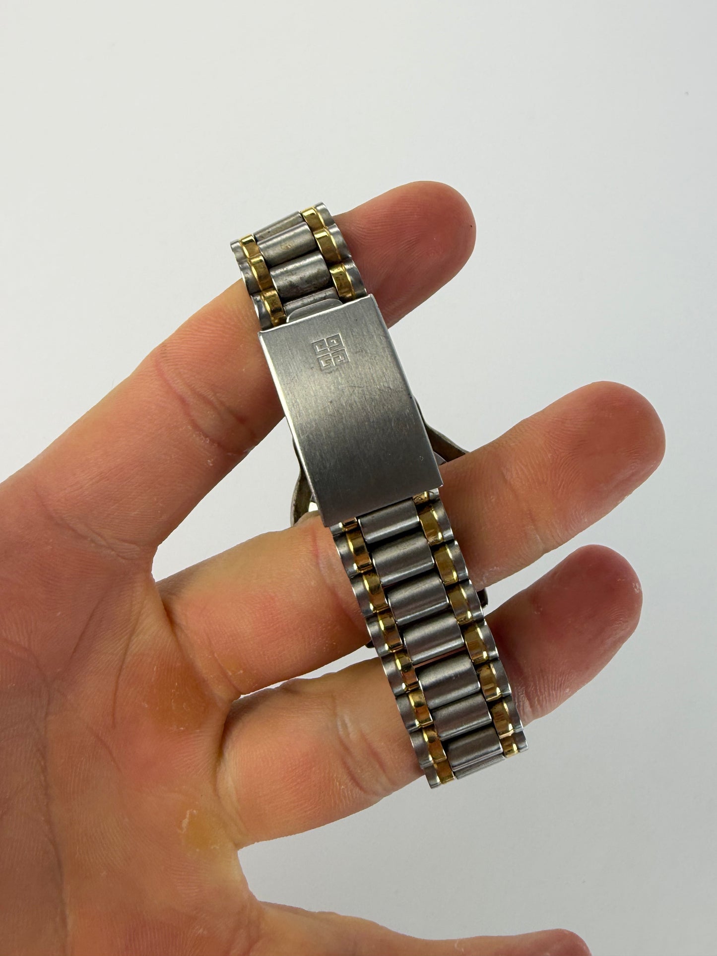 Vintage Givenchy Two-Tone Stainless Steel Bracelet Watch Silver Gold