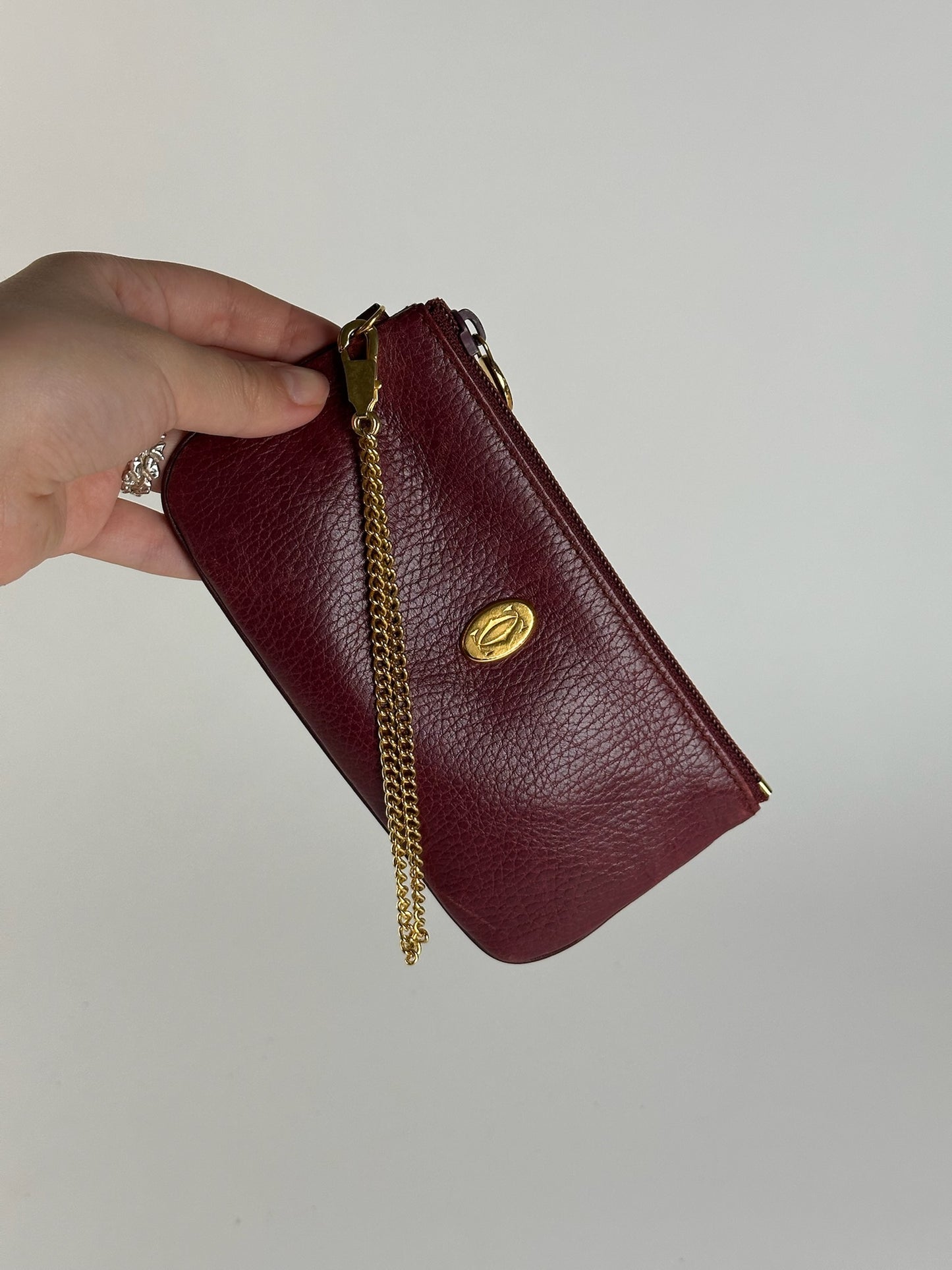 Vintage Cartier Leather Card Holder Burgundy