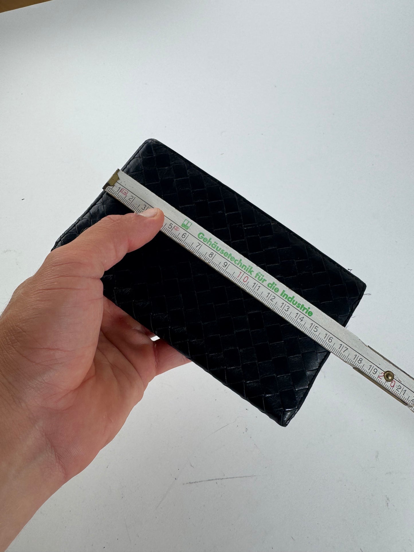 vintage Bottega Veneta Intrecciato Carte en cuir / Porte-carte d’identité Noir