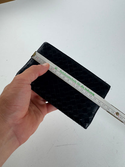 vintage Bottega Veneta Intrecciato Carte en cuir / Porte-carte d’identité Noir