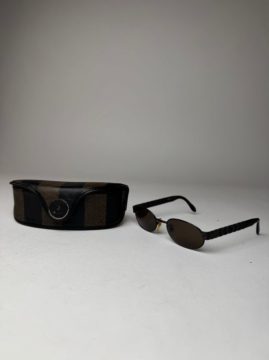 Vintage Retro Fendi Roma Sunglasses Black Brown