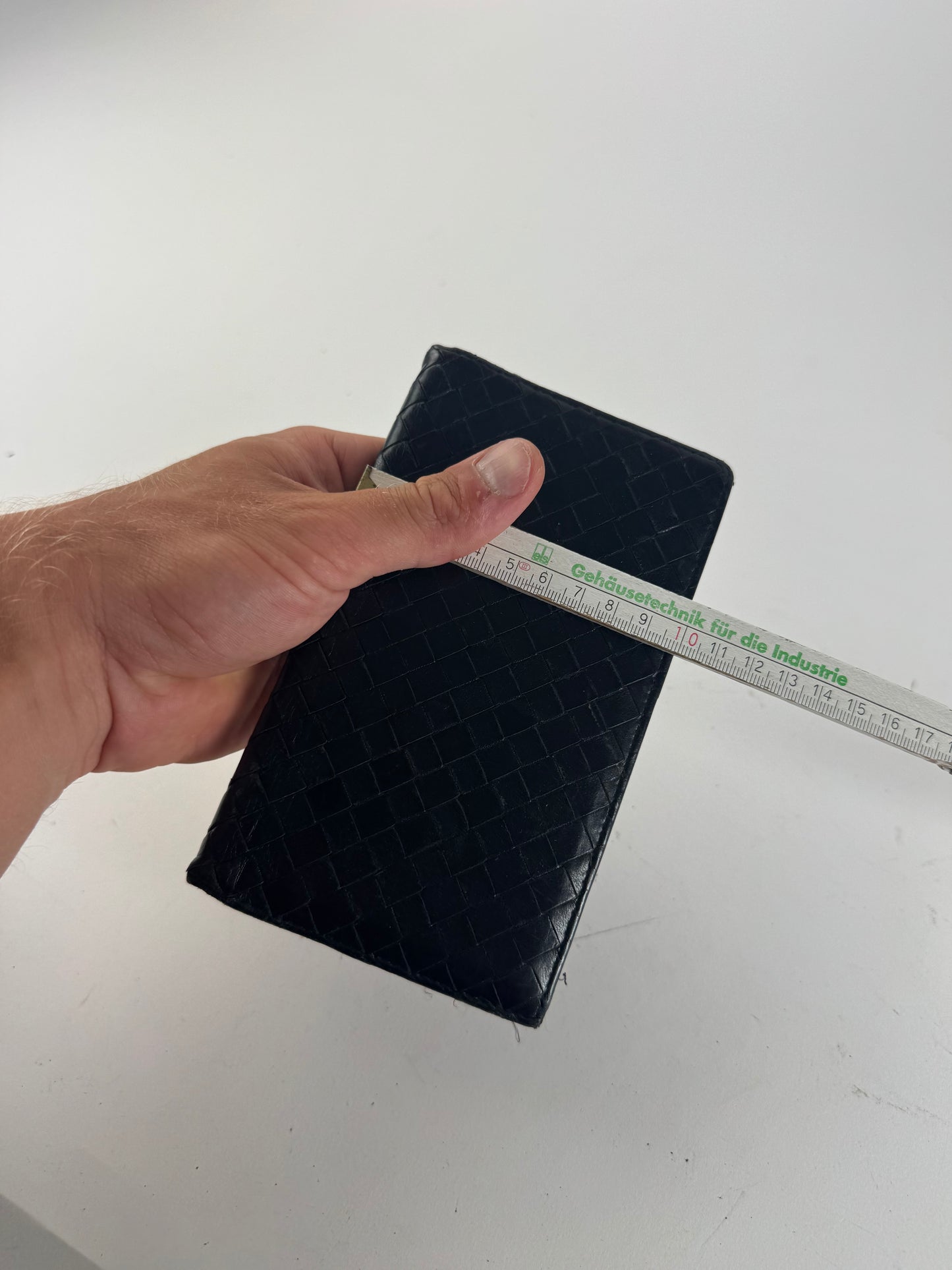 vintage Bottega Veneta Intrecciato Carte en cuir / Porte-carte d’identité Noir