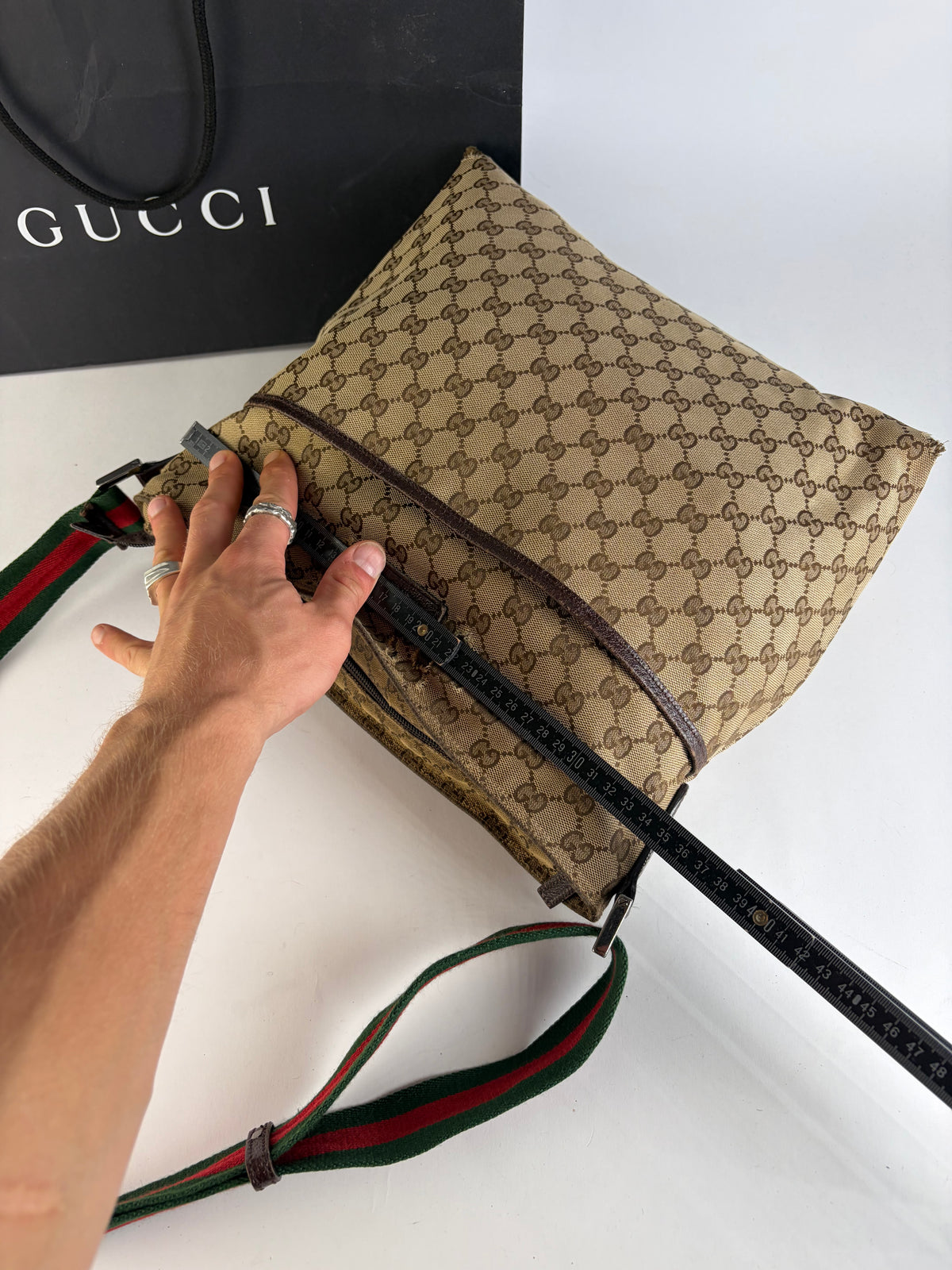 Vintage Gucci GG Supreme Structured Top-Handle Bag c. Late 2000s Beige Brown