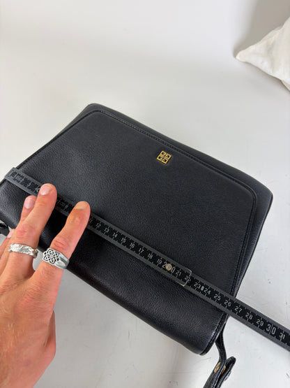 Vintage Givenchy Leather Shoulder Bag Black Gold