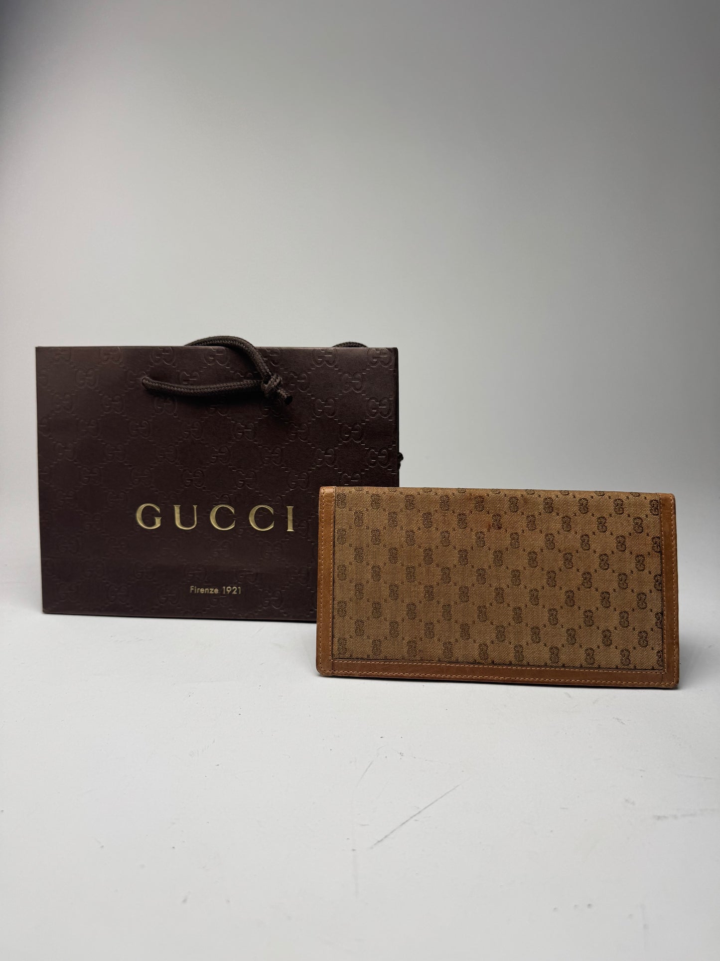 Vintage Gucci Monogram Card / ID Holder beige Brown