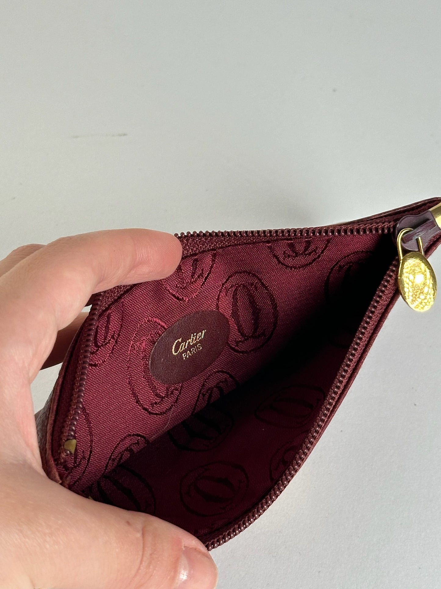 Vintage Cartier Leather Card Holder Burgundy