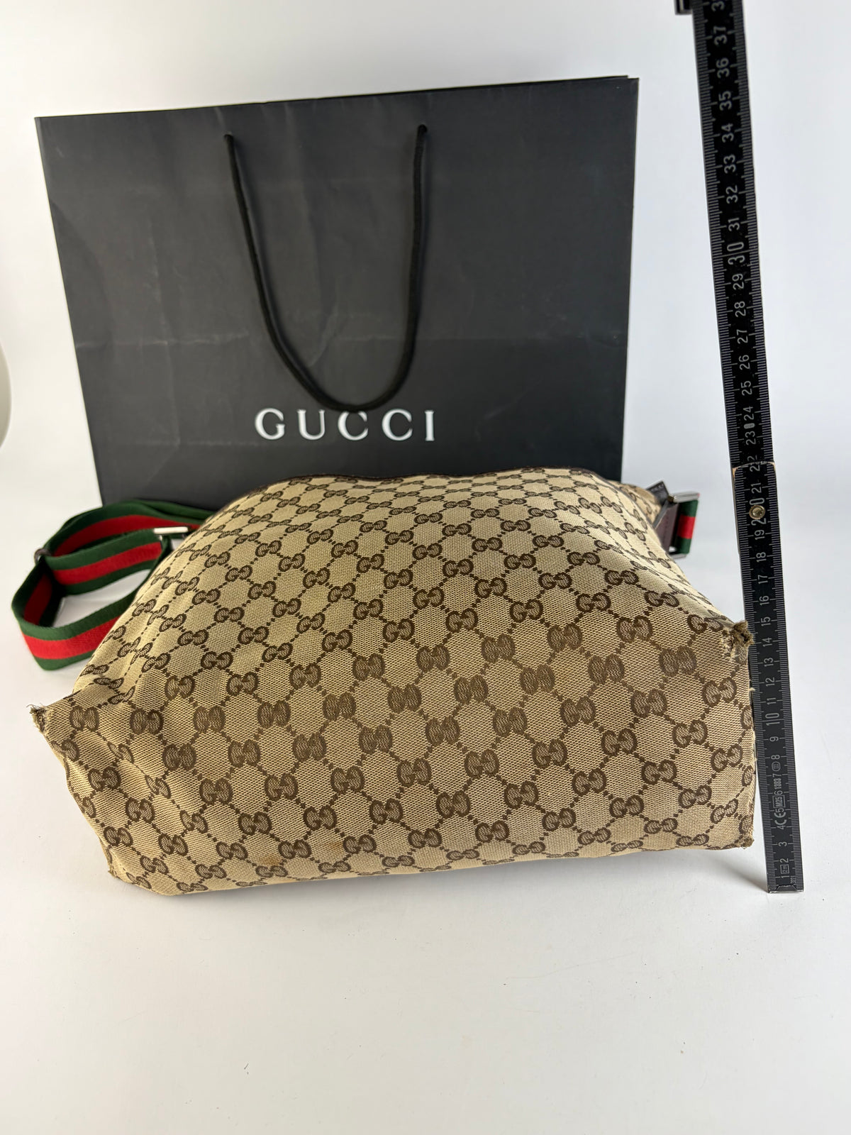 Vintage Gucci GG Supreme Structured Top-Handle Bag c. Late 2000s Beige Brown