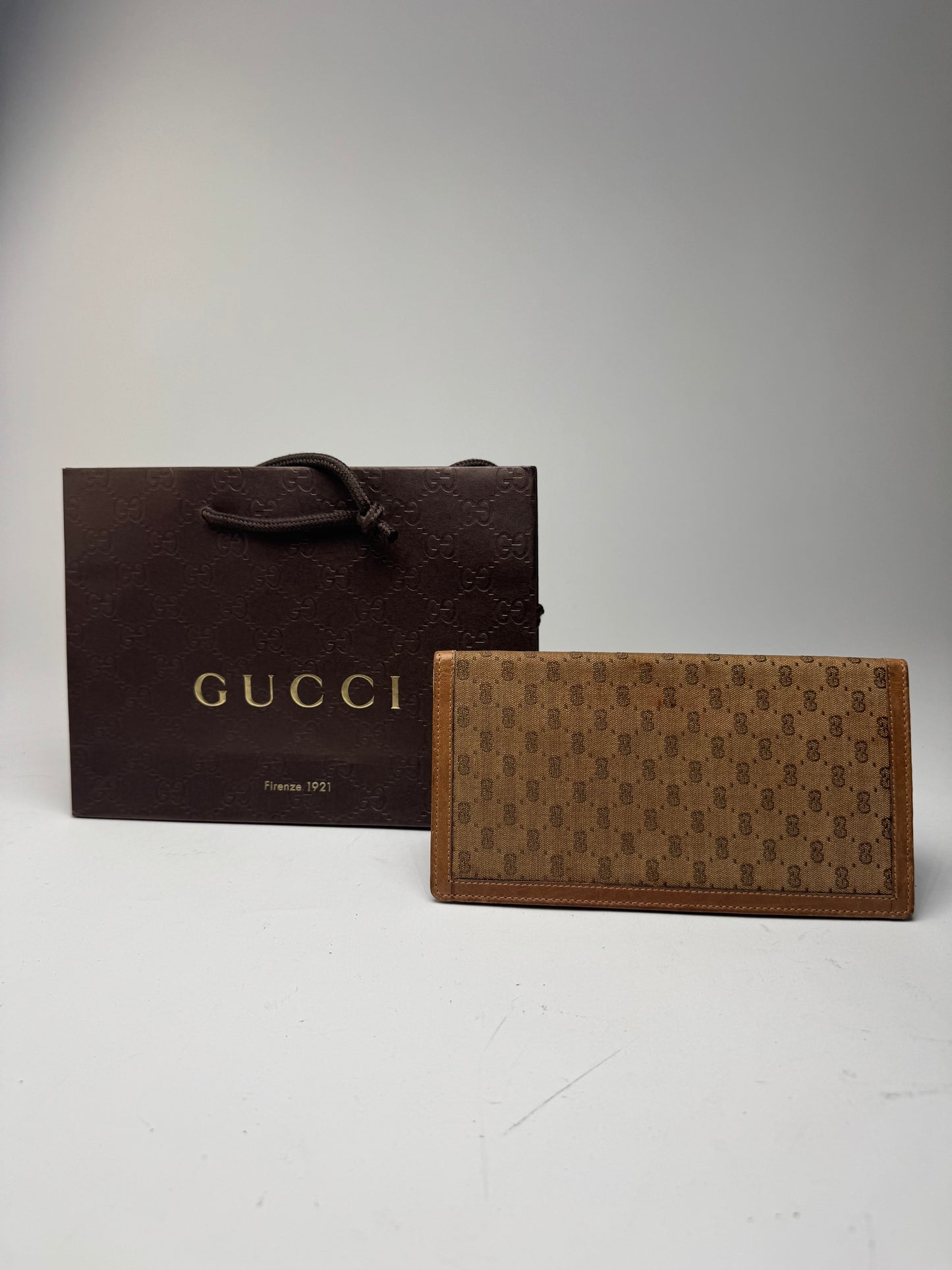 Vintage Gucci Monogram Card / ID Holder beige Brown