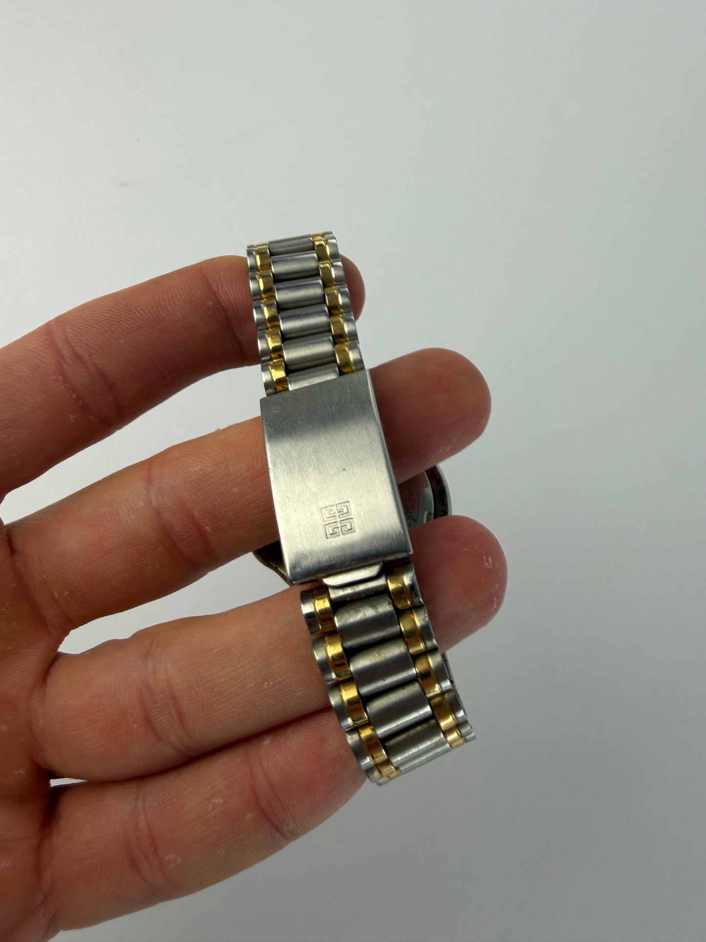 Vintage Givenchy Two-Tone Stainless Steel Bracelet Watch Silver Gold