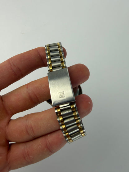 Vintage Givenchy Two-Tone Stainless Steel Bracelet Watch Silver Gold