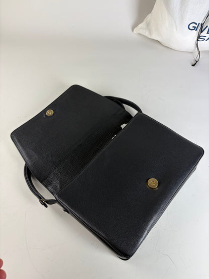 Vintage Givenchy Leather Shoulder Bag Black Gold