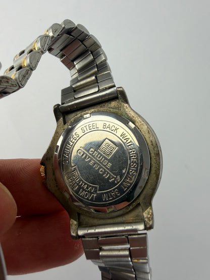 Vintage Givenchy Two-Tone Stainless Steel Bracelet Watch Silver Gold