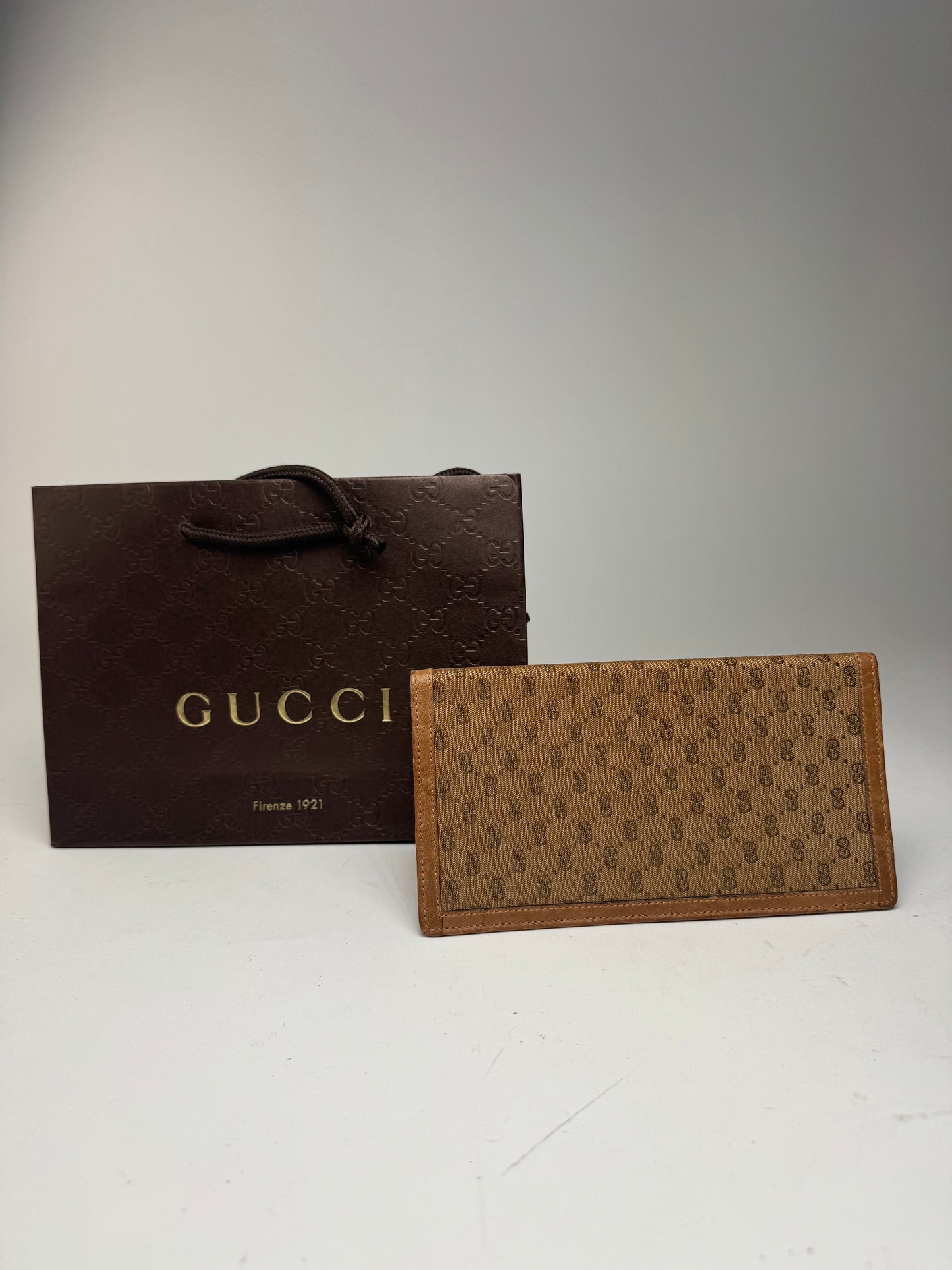 Vintage Gucci Monogram Card / ID Holder beige Brown