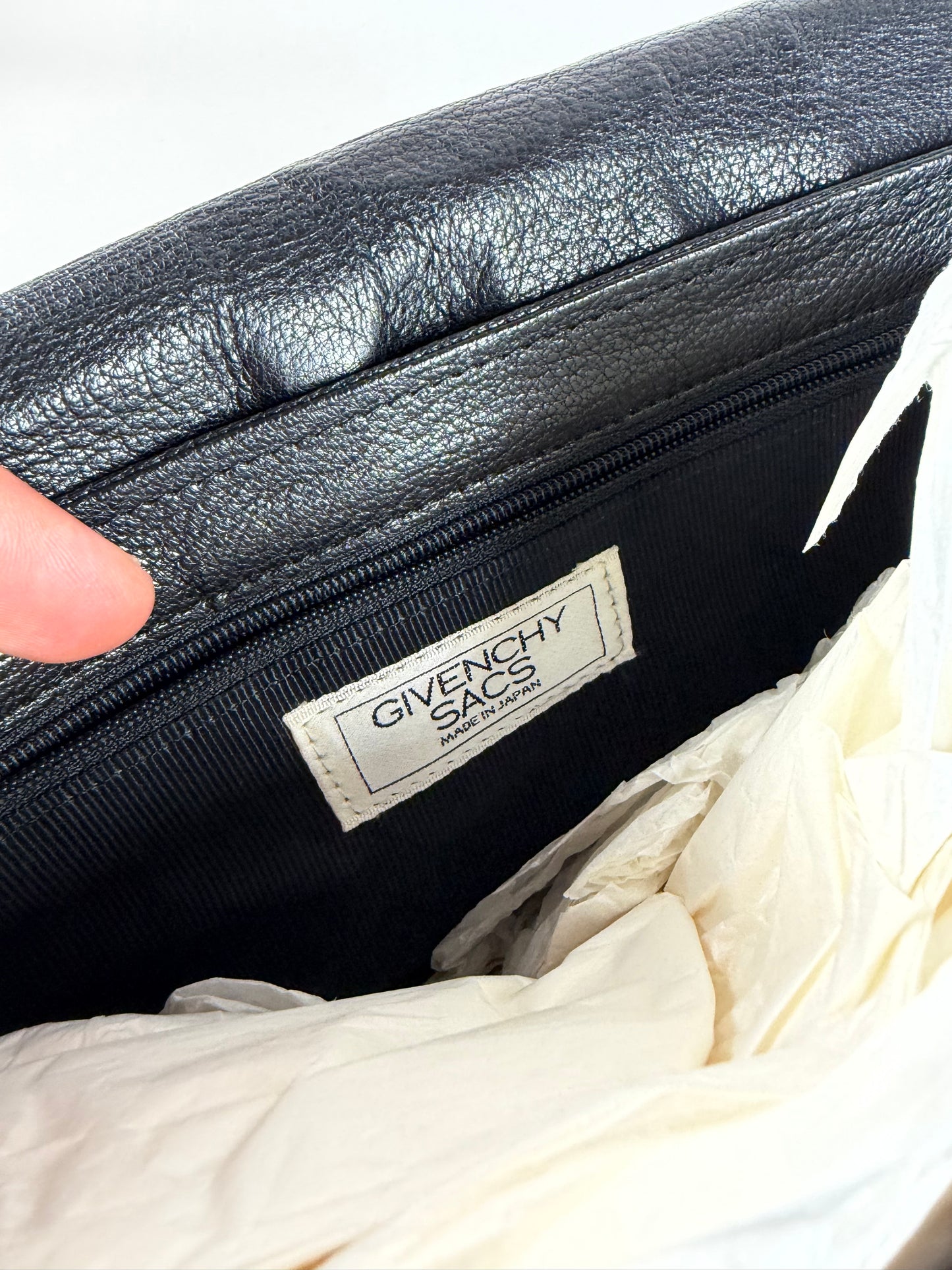 Vintage Givenchy Leather Shoulder Bag Black Gold