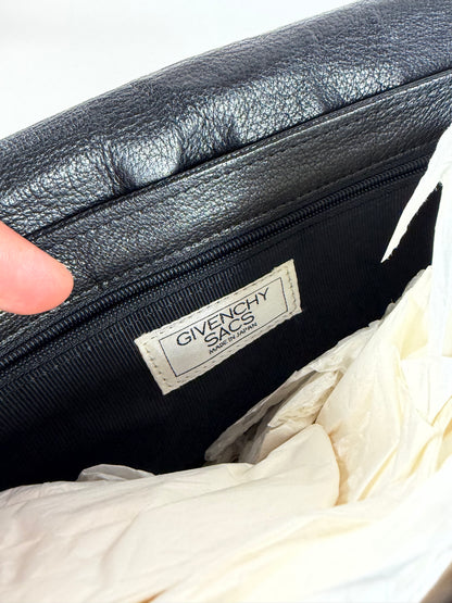Vintage Givenchy Leather Shoulder Bag Black Gold