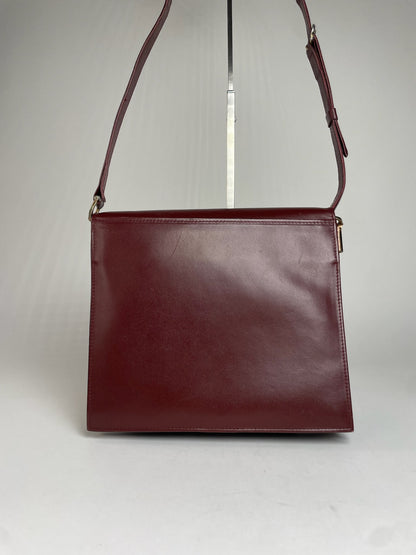Vintage Cartier Leather Shoulder Bag Burgundy