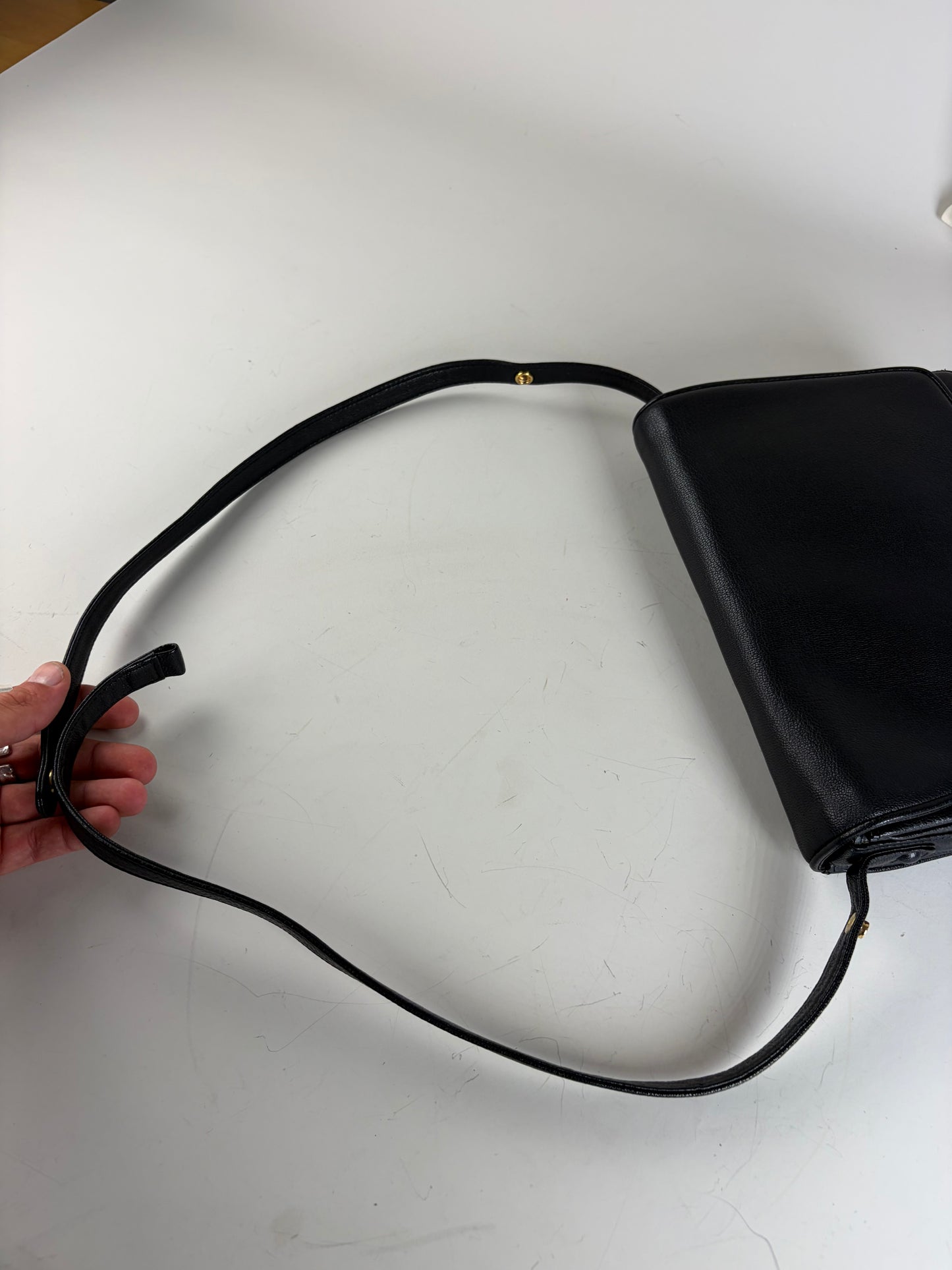 Vintage Givenchy Leather Shoulder Bag Black Gold