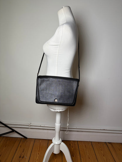 Vintage Givenchy Leather Shoulder Bag Black Gold