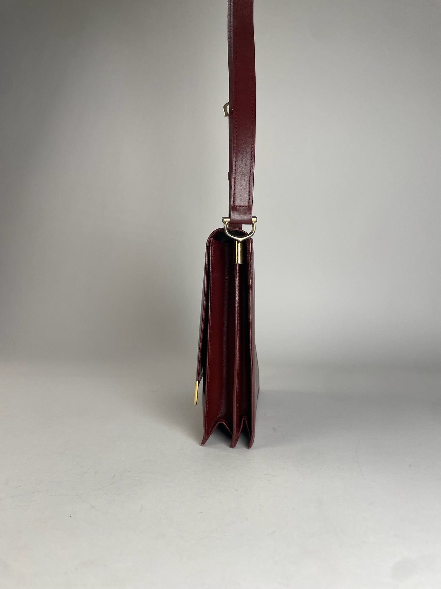 Vintage Cartier Leather Shoulder Bag Burgundy
