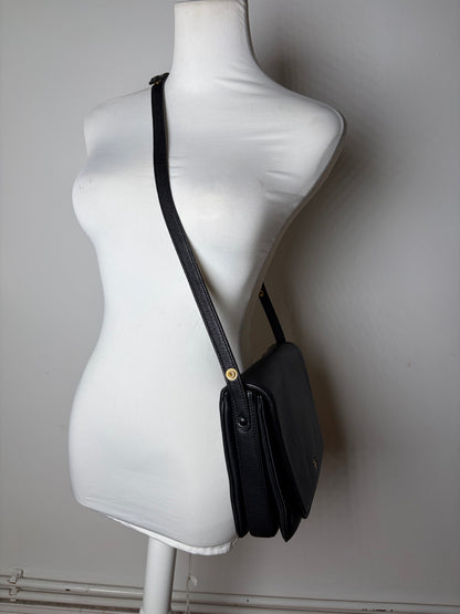 Vintage Givenchy Leather Shoulder Bag Black Gold