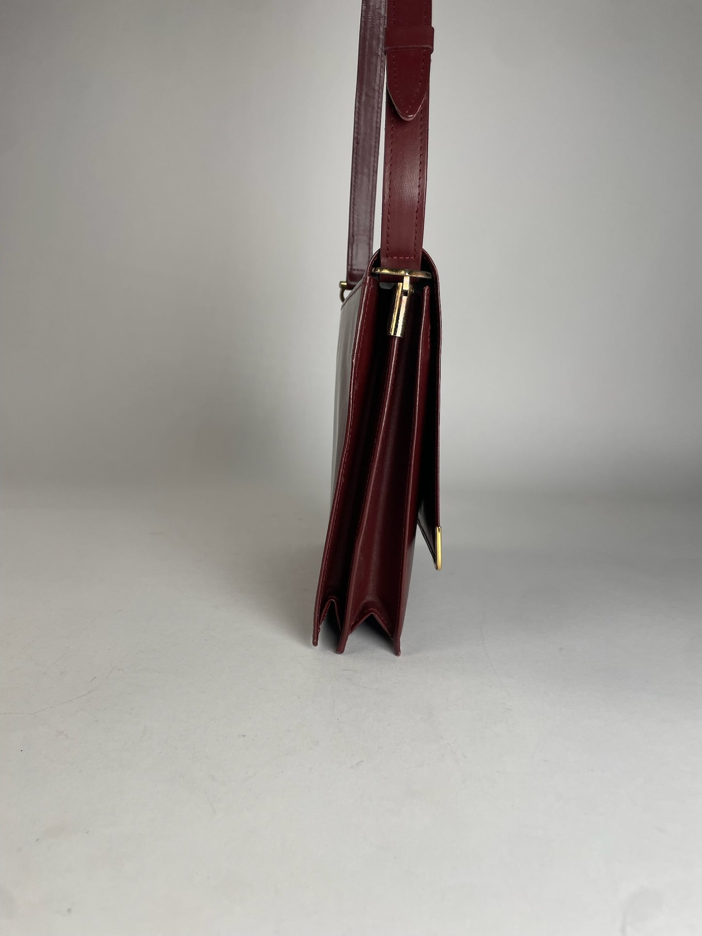 Vintage Cartier Leather Shoulder Bag Burgundy