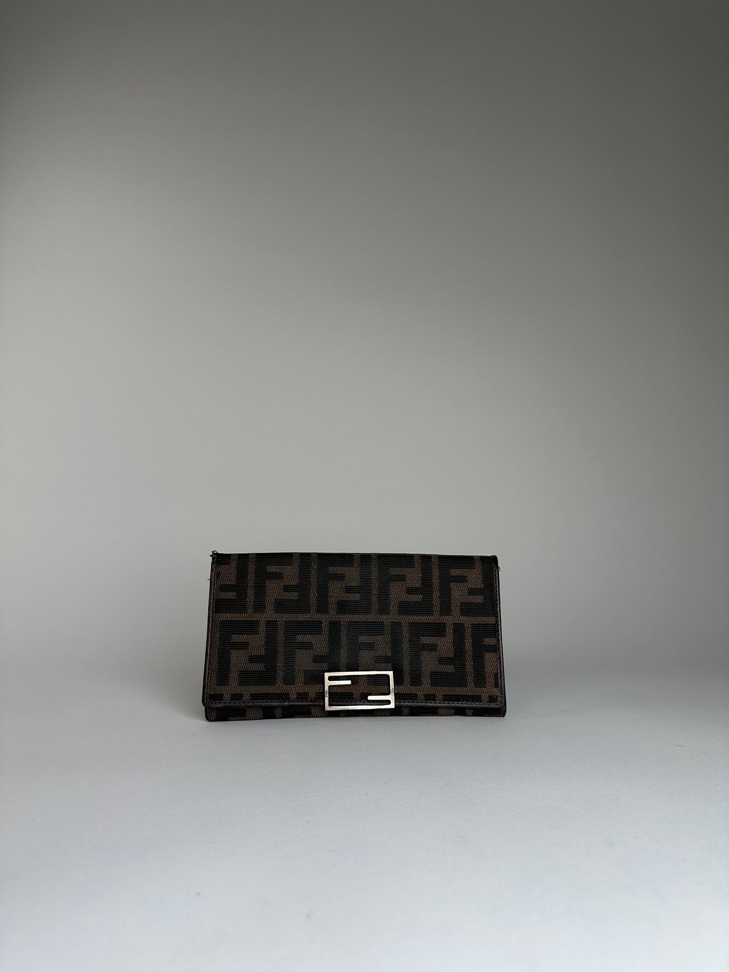 Vintage Fendi Ff Clutch Wallet Brown