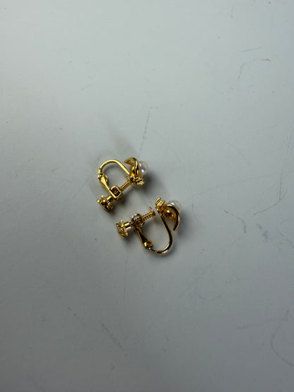 Vintage Courreges Pearl Accent Clip-On Earrings Gold