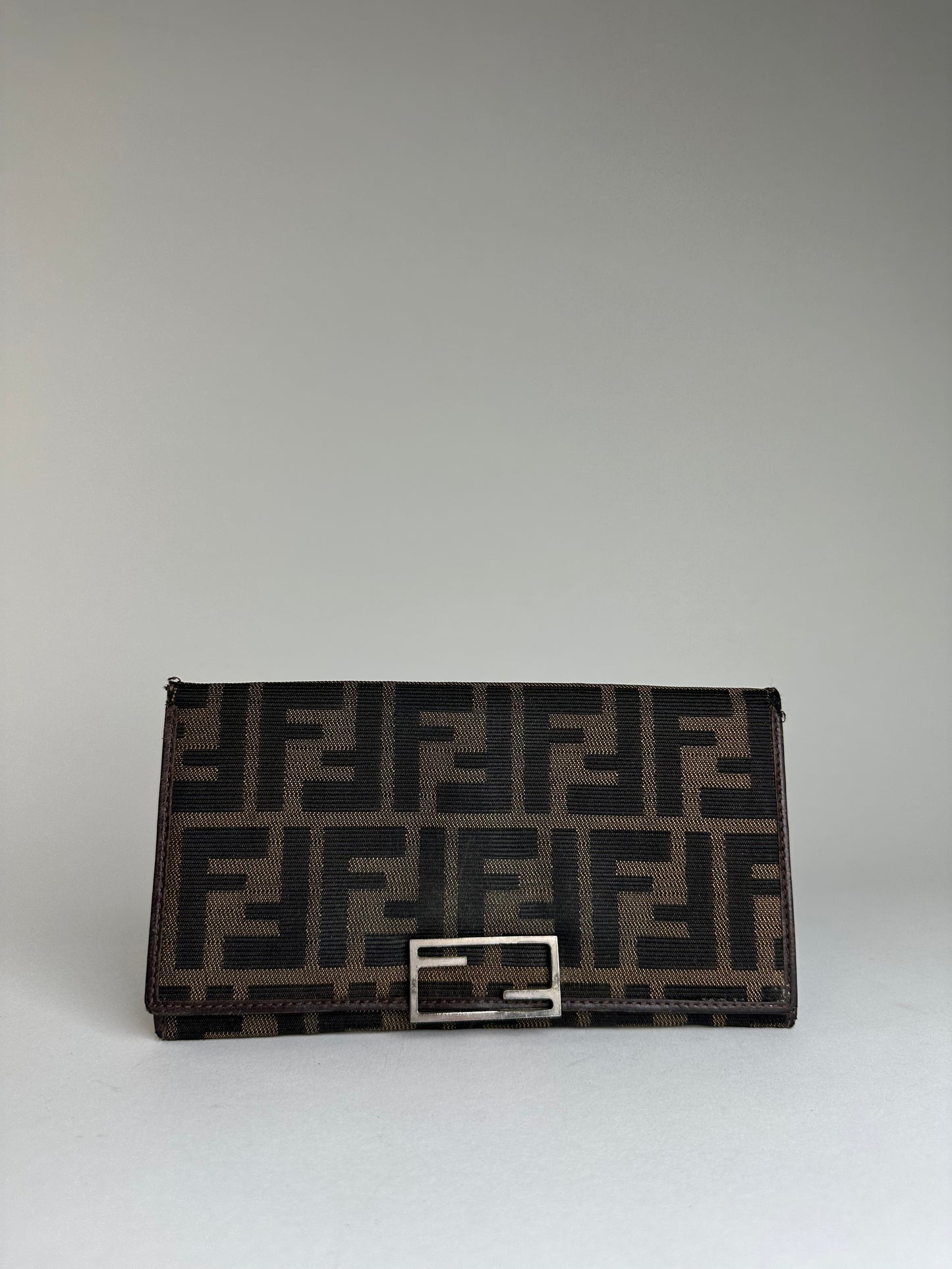 Vintage Fendi Ff Clutch Wallet Brown