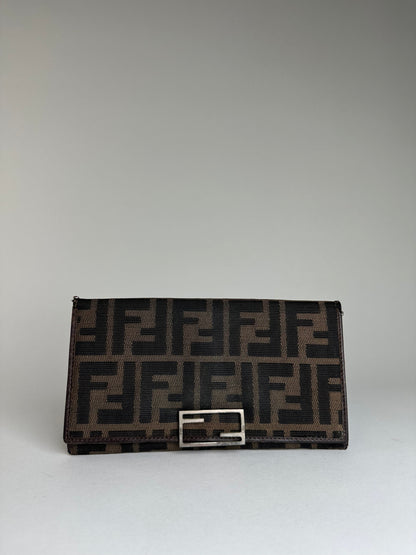 Vintage Fendi Ff Clutch Wallet Brown