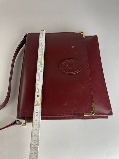 Vintage Cartier Leather Shoulder Bag Burgundy