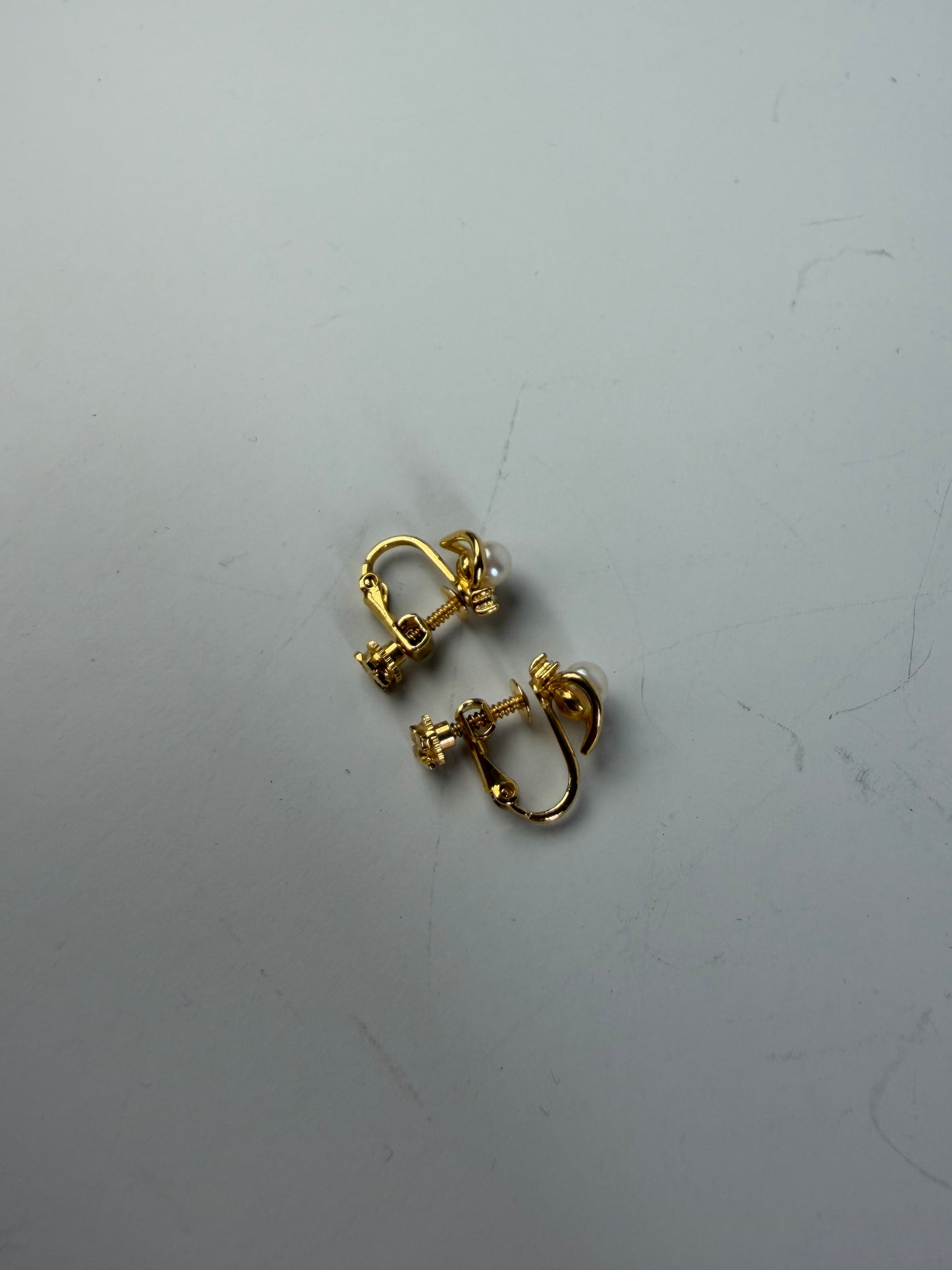 Vintage Courreges Pearl Accent Clip-On Earrings Gold