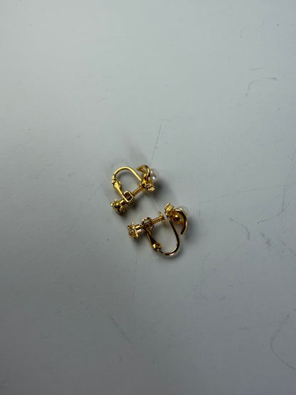 Vintage Courreges Pearl Accent Clip-On Earrings Gold