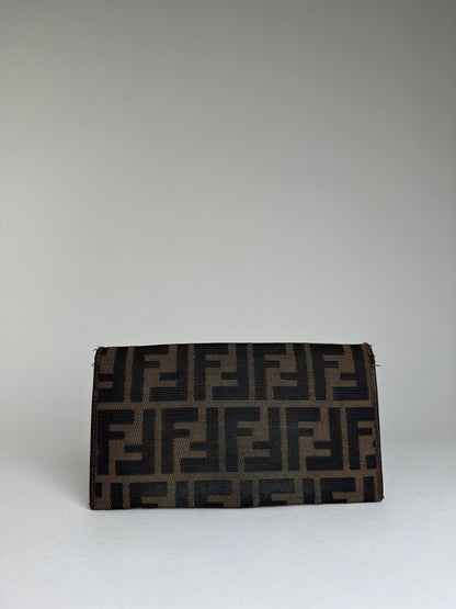 Vintage Fendi Ff Clutch Wallet Brown