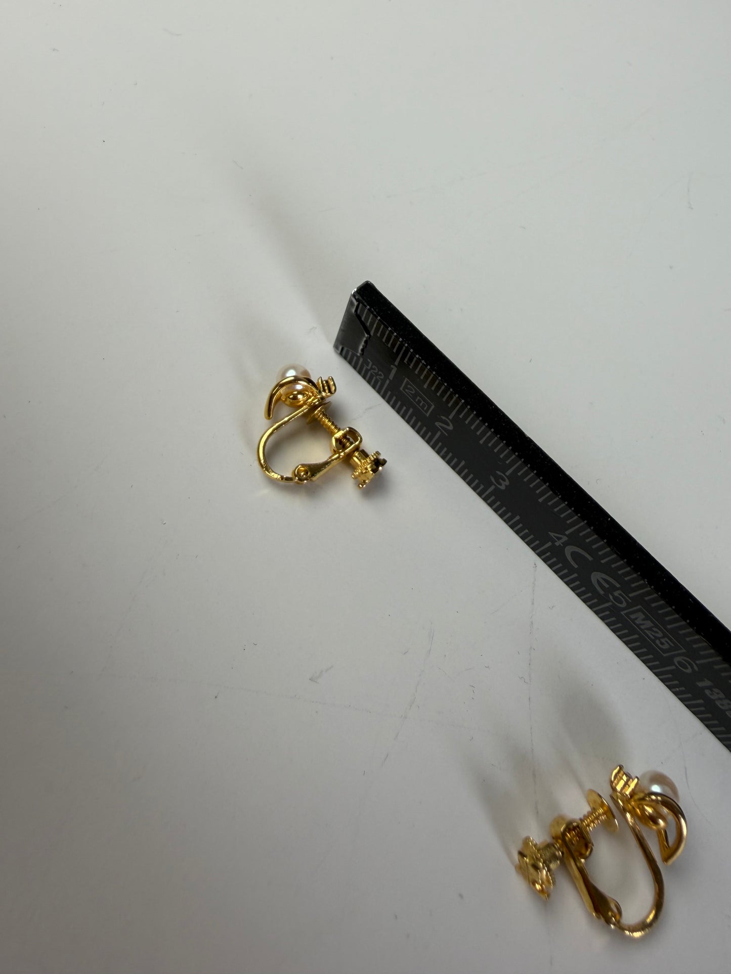 Vintage Courreges Pearl Accent Clip-On Earrings Gold