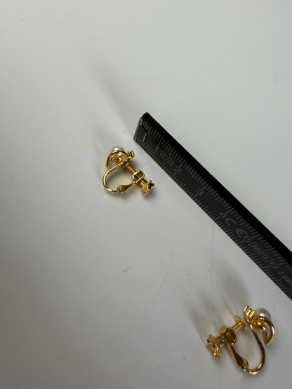 Vintage Courreges Pearl Accent Clip-On Earrings Gold