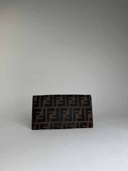 Vintage Fendi Ff Clutch Wallet Brown