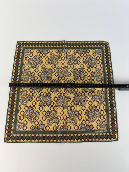 Vintage Dior Silk Scarf Floral Geometric Print Yellow Burgundy