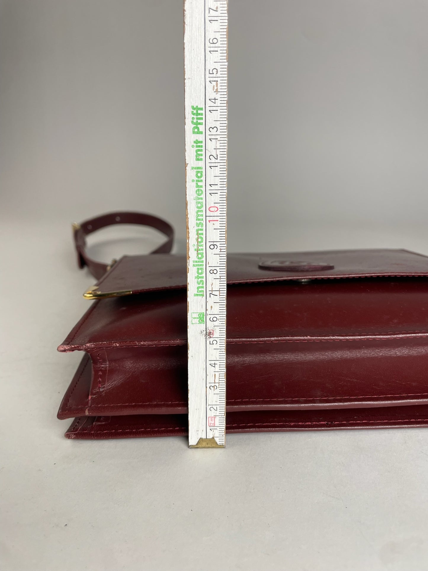 Vintage Cartier Leather Shoulder Bag Burgundy
