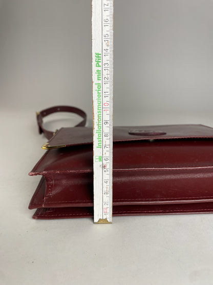 Vintage Cartier Leather Shoulder Bag Burgundy