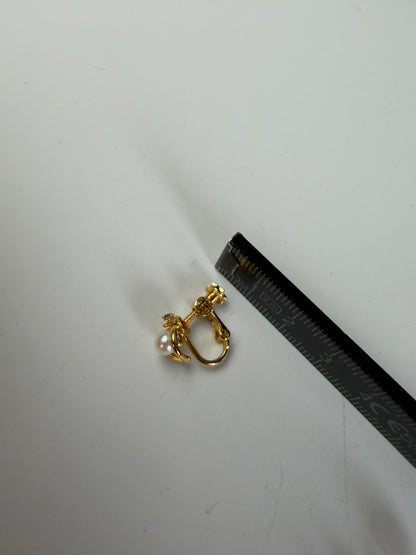 Vintage Courreges Pearl Accent Clip-On Earrings Gold