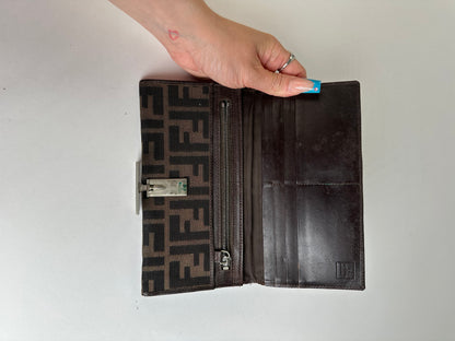 Vintage Fendi Ff Clutch Wallet Brown