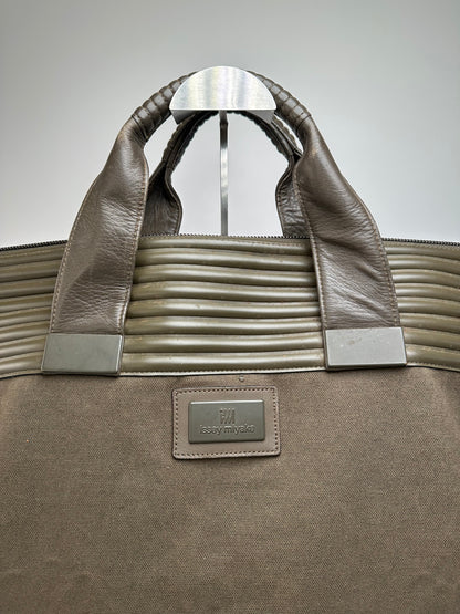 Vintage Issey Miyake Canvas Leather Handbag Khaki