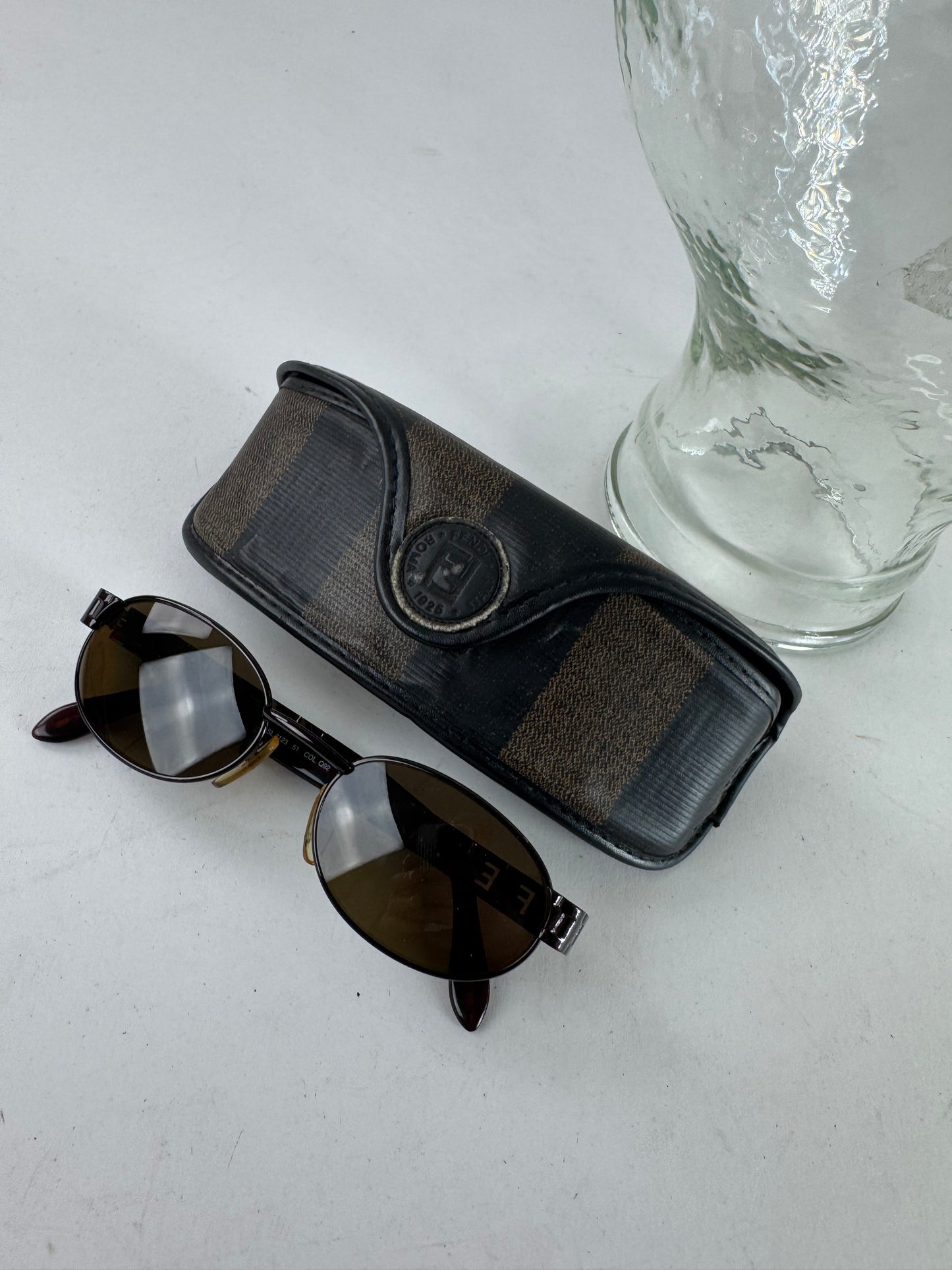 Vintage Retro Fendi Roma Sunglasses Black Brown