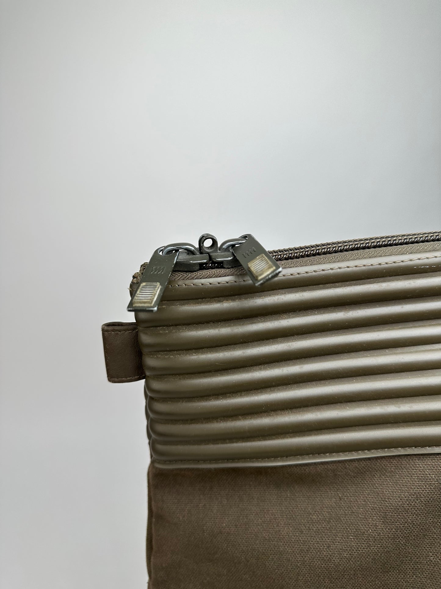 Vintage Issey Miyake Canvas Leather Handbag Khaki
