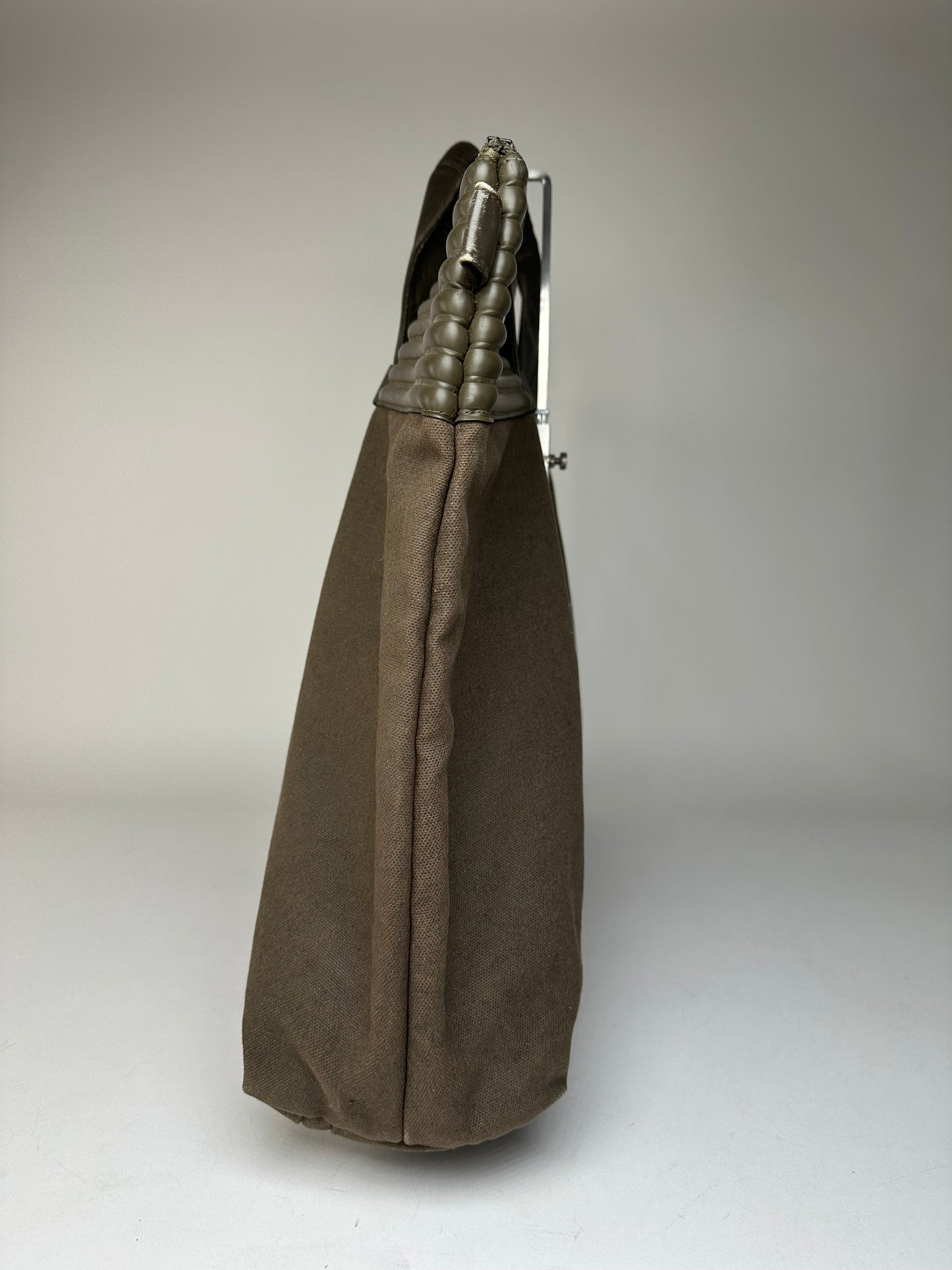 Vintage Issey Miyake Canvas Leather Handbag Khaki