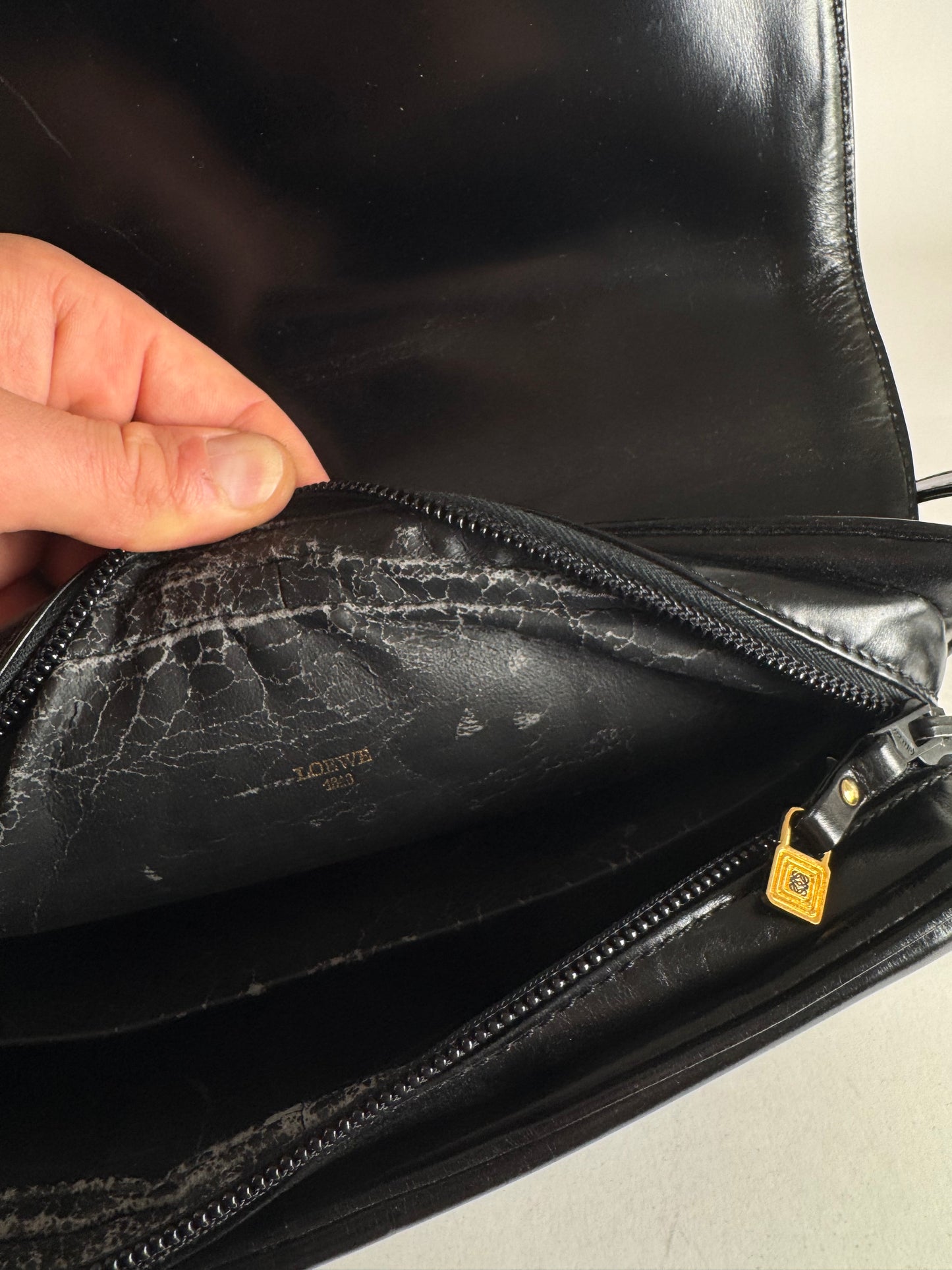 Vintage Loewe Madrid Leather 2Way Bag Black