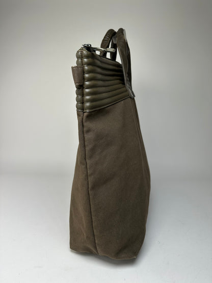 Vintage Issey Miyake Canvas Leather Handbag Khaki